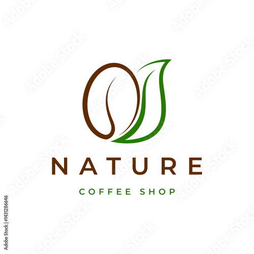 Nature coffee and leaf logo design vector
