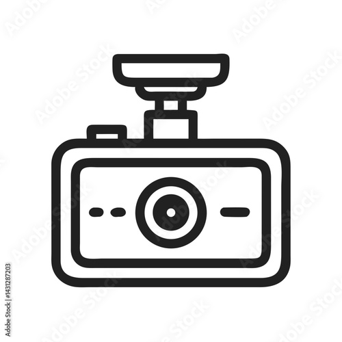 Dashcam Icon on Black Background: Car Safety and Recording Device