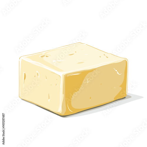 Delicious melting creamy block of butter vector illustration isolated on a white background
