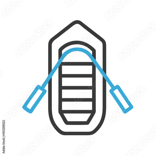 Inflatable Raft with Oars Icon Illustration for Water Activities