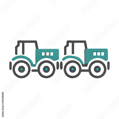 Vintage Truck Cartoon: Two Green Trucks Isolated on Black Background