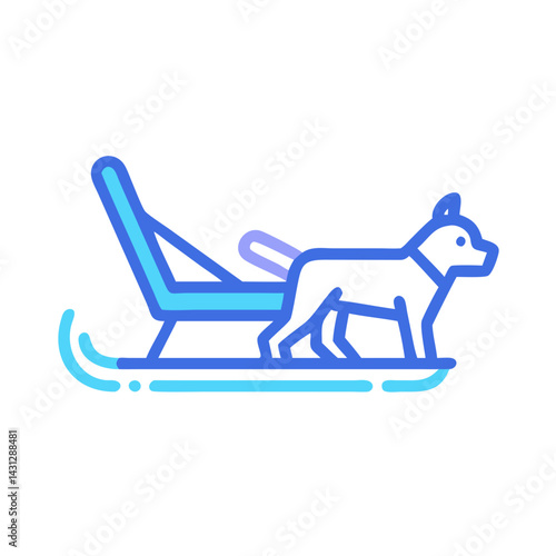 Dog Sledding Icon: A Winter Adventure and Transportation Symbol
