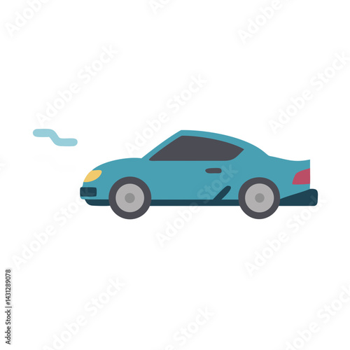 Illustration of a smoking car isolated on a solid black background