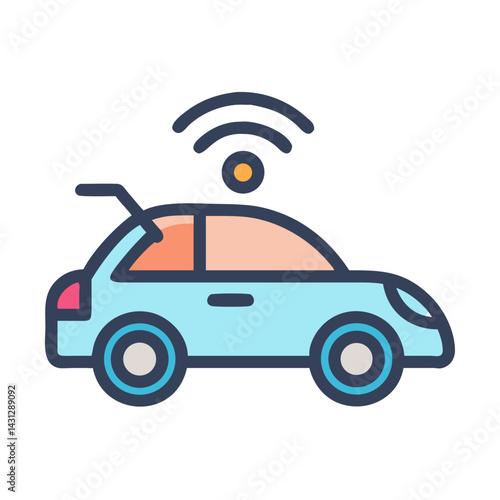 Connected Car Icon: Smart Vehicle with Wireless Technology, Automotive Innovation