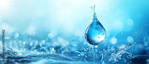 Obraz na płótnie Hightech digital water drop, water supply rectification and resource management, futuristic technology theme, clean background with space for copy w salonie