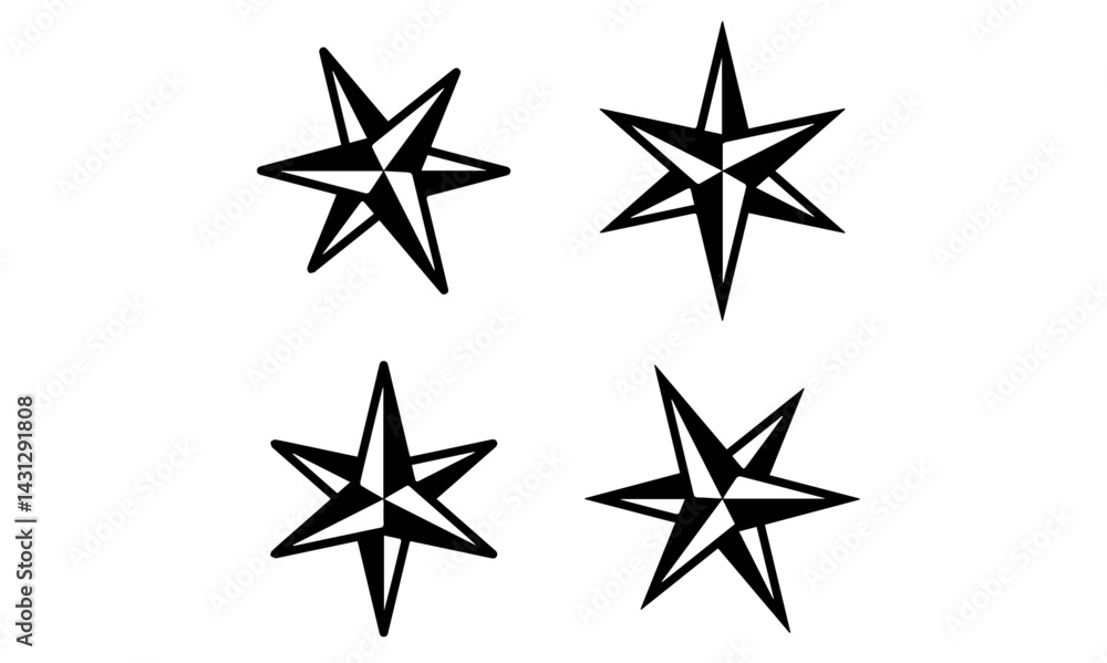 Obraz premium set of stars - black and white stars