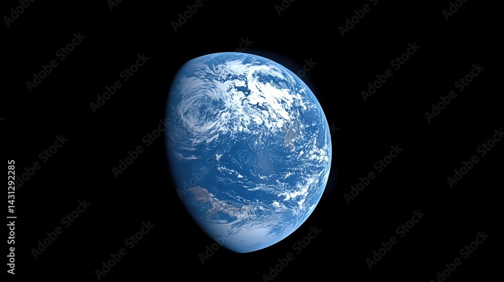 Earth from space showing oceans and clouds against a black background providing a sense of wonder and exploration and scientific view Earth from space showing oceans and clouds against a black background providing a sense of wonder and exploration and scientific view