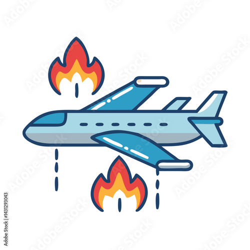 Airplane on Fire Illustration: Danger, Accident, Emergency, and Crisis