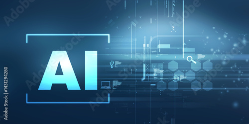 2d illustration Artificial Intelligence (AI) concept
