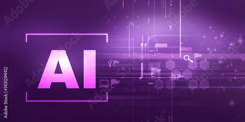 2d illustration Artificial Intelligence (AI) concept
