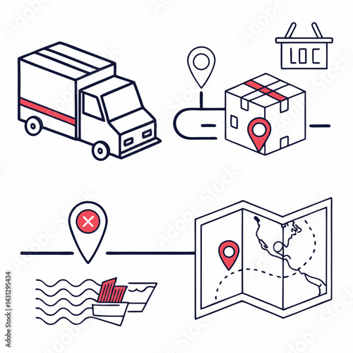 Global Logistics Transportation And Delivery Route Planning With Truck And Cargo Ship