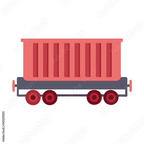 Simple Illustration of a Train Cargo Car on a Black Background