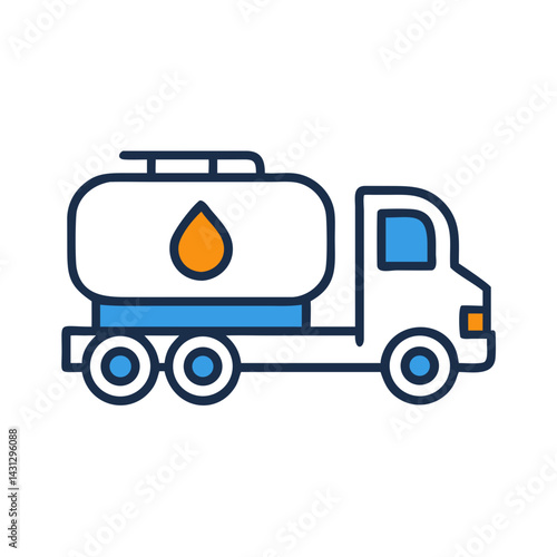 Fuel Tank Truck Icon: Transportation, Gasoline, Oil, and Logistics Symbol