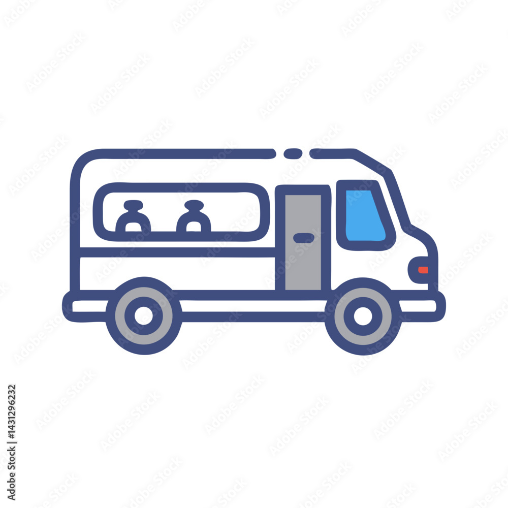 Illustration of a bus with people in the background on black background Illustration of a bus with people in the background on black background