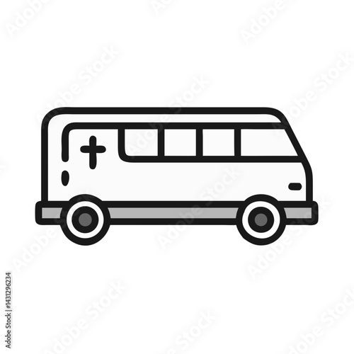 Ambulance Cartoon Icon, Emergency Vehicle, First Aid, Medical Transport