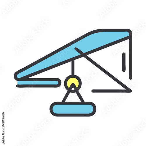 Hang Glider Icon on Black Background: Simple, Colorful Illustration