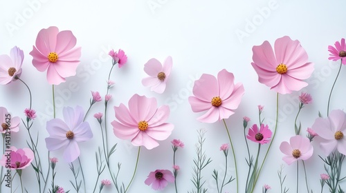 Wallpaper Mural Delicate paper cosmos flowers in soft pastel hues. Torontodigital.ca