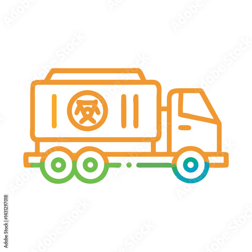 Colorful Radioactive Waste Truck Icon for Environmental and Safety Concepts