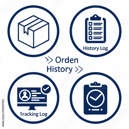 Order History Logistics Icons Package Tracking Management Illustration