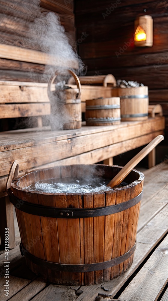 Experience tranquility in a wooden steam room designed for relaxation, featuring natural light and soothing aesthetics