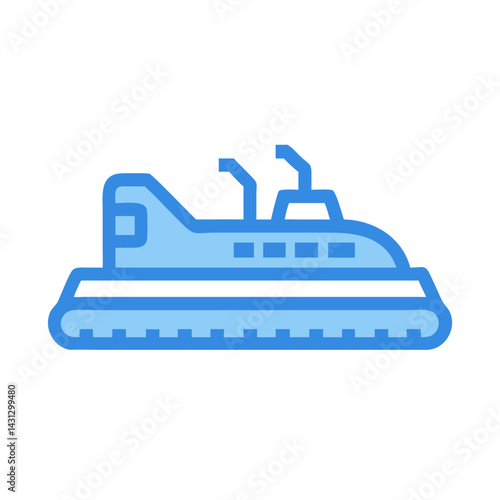 Bilde på lerret Blue Hovercraft Icon: Futuristic Transportation, Marine Technology, and Watercra