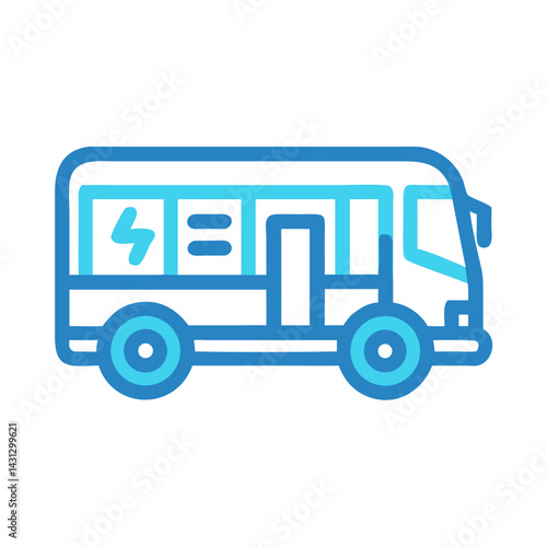 blue electric bus icon clip art preview