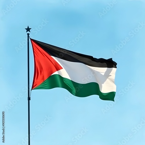 Palestinian Flag Waving in the Sky – National Symbol of Freedom and Identity

