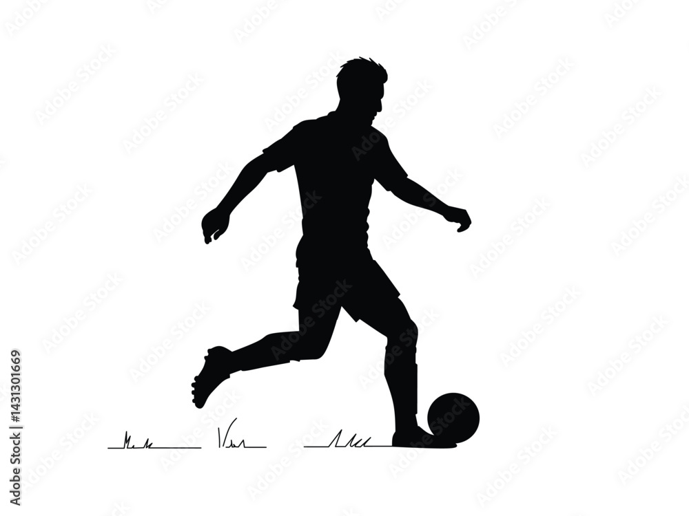 Naklejka premium silhouette of a football player dribbling the ball