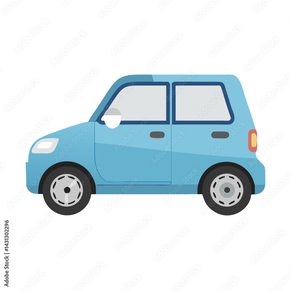 Cute Blue Car Cartoon Illustration on Black Background for Transportation Projects Cute Blue Car Cartoon Illustration on Black Background for Transportation Projects