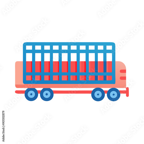 Colorful Cartoon Trailer Truck Isolated on Black Background, Transportation Vehicle