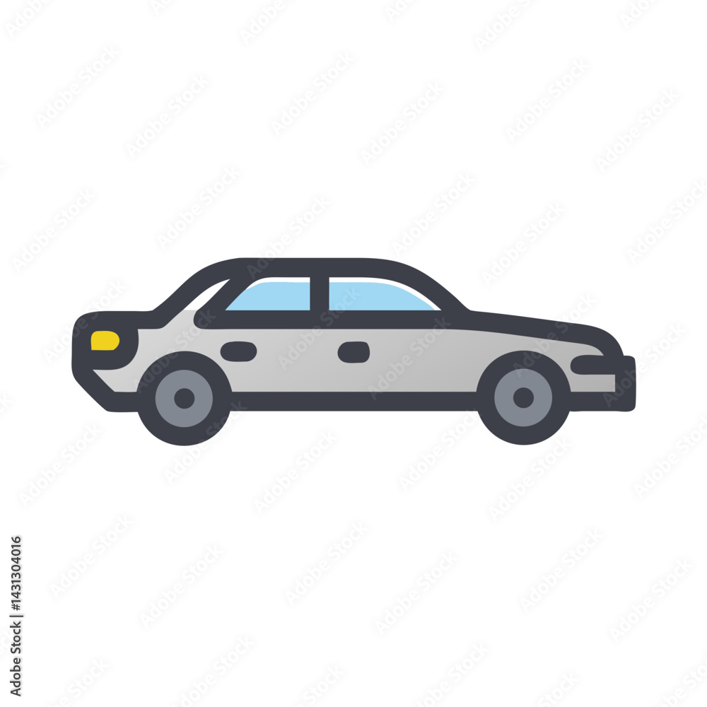 Fototapeta premium Simple car icon with black background, automobile vector illustration