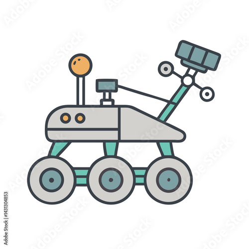 Space Rover Illustration: Exploration, Technology, and Future Missions on a Black Background