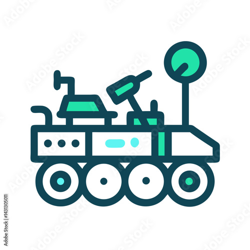 Stylized Vector Image of a Mars Rover on a Black Background