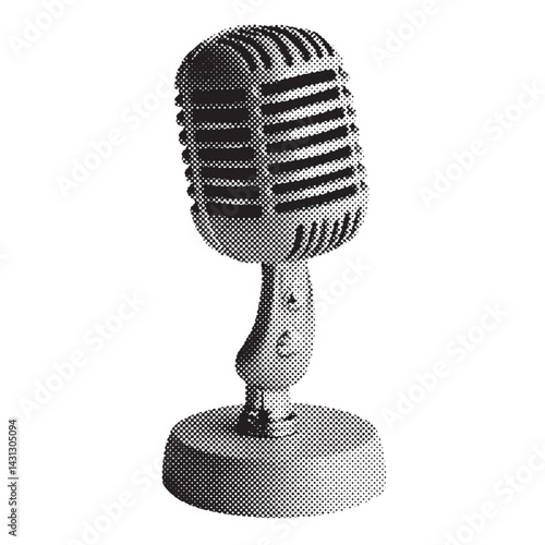 vintage microphone halftone grunge vector design element