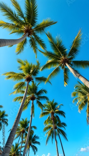 Wallpaper Mural Towering tropical palm trees with vivid green leaves under an azure sky in a peaceful summer scene Torontodigital.ca