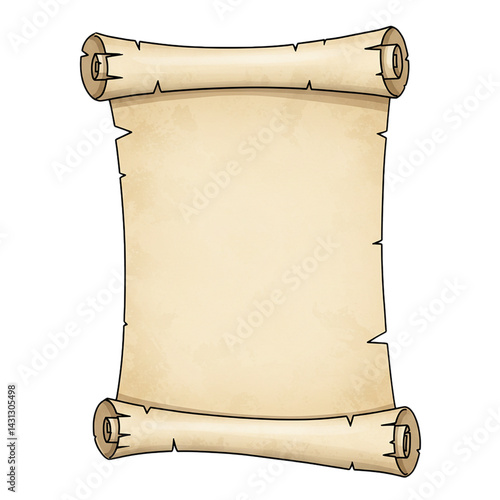 vector illustration open parchment scroll on white background