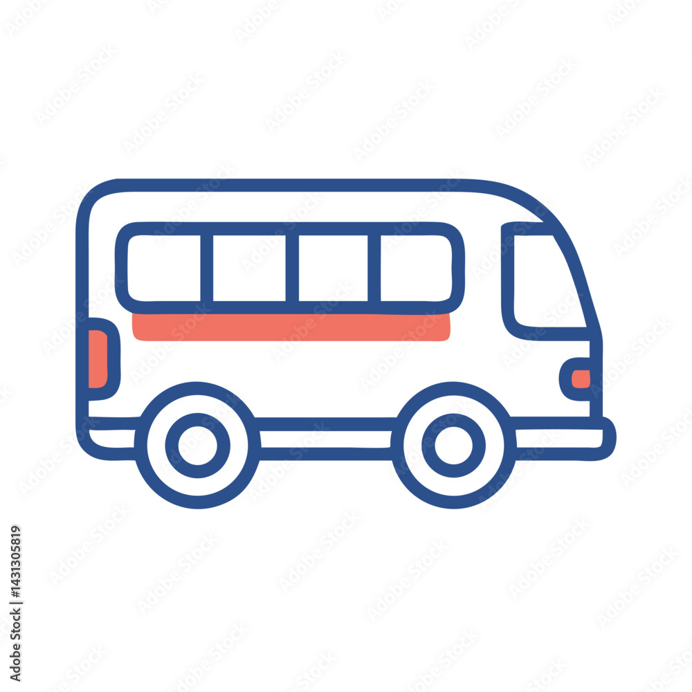 Simple Line Art Illustration of a Bus, Vector Icon on Black Simple Line Art Illustration of a Bus, Vector Icon on Black