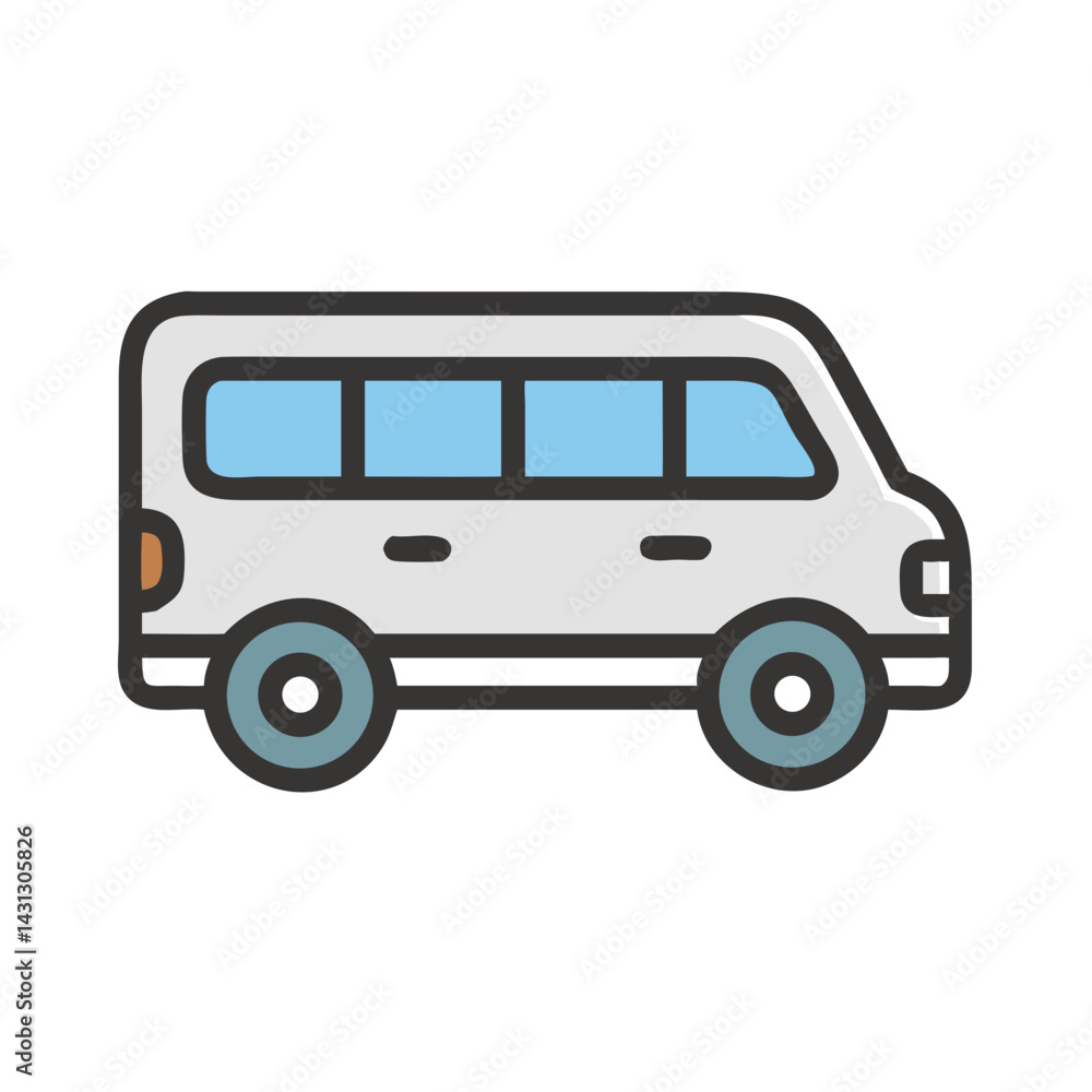 White Minibus Icon Illustration for Transportation Designs and Graphic Projects White Minibus Icon Illustration for Transportation Designs and Graphic Projects