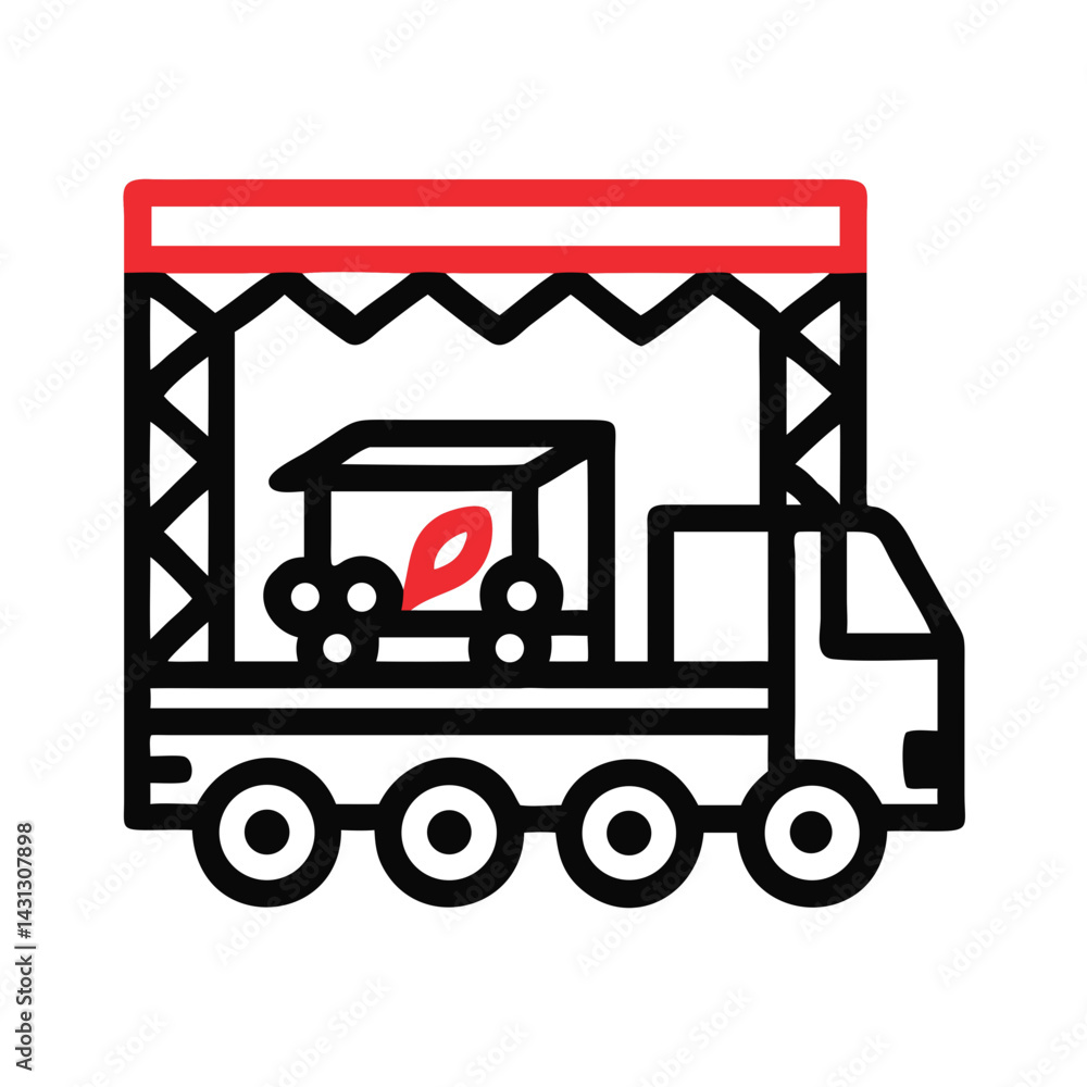 Truck Carrying Produce: Farm Fresh Delivery Icon on Black Background Truck Carrying Produce: Farm Fresh Delivery Icon on Black Background
