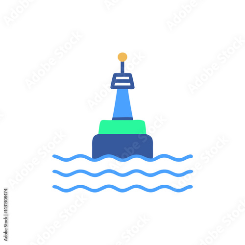 Navigation Buoy Illustration on Dark Background: Sea Safety and Maritime Theme