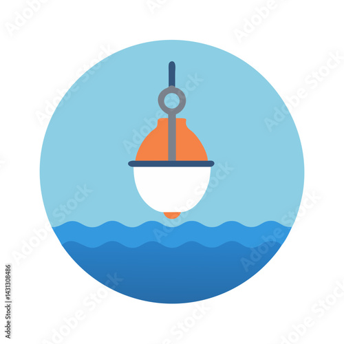 Isolated Vector Graphic: Navigation Buoy Floating on Water, Maritime Safety Aid