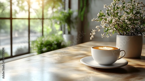 Wallpaper Mural there is a cup of coffee on a saucer on a table Torontodigital.ca