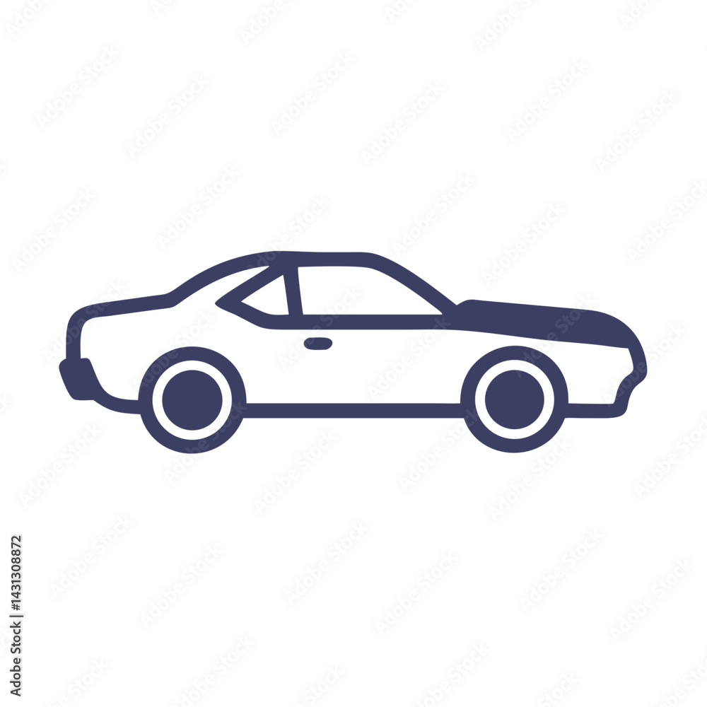 Fototapeta premium Minimalist Icon of a Classic Muscle Car on Black Background