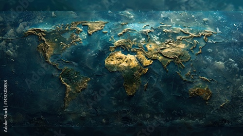 CrÃ©ation d'une carte du monde en 3D avec un fond bleu sombre. Une plateforme numÃ©rique de mise en relation 