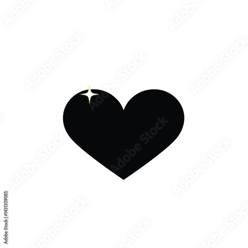Black heart with sparkle vector illustration for love valentine's day romance and graphic design use