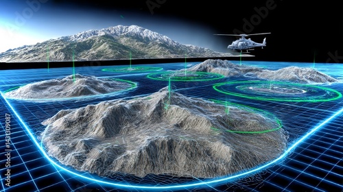 Obraz na płótnie Military forces utilize AI holograms for real-time terrain mapping in strategic operations w salonie