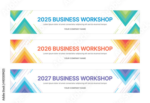 Modern business banner templates with abstract geometric patterns. Perfect for workshops, events, conferences, presentations, or branding projects, combining style and professionalism.