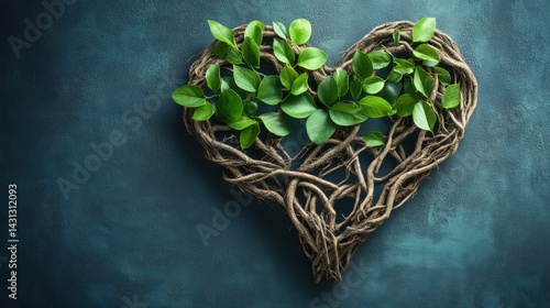 Obraz na płótnie Entangled Roots and Fresh Green Leaves Create a Beautiful Heart Symbolizing Love and Growth in Nature Generative AI w salonie