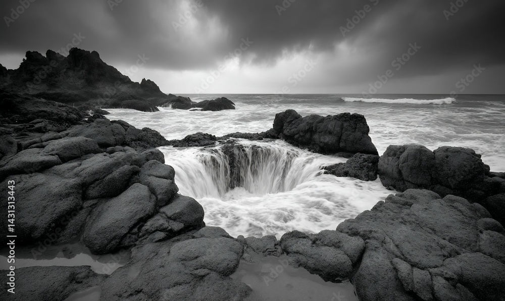 Obraz premium Dramatic coastal sinkhole