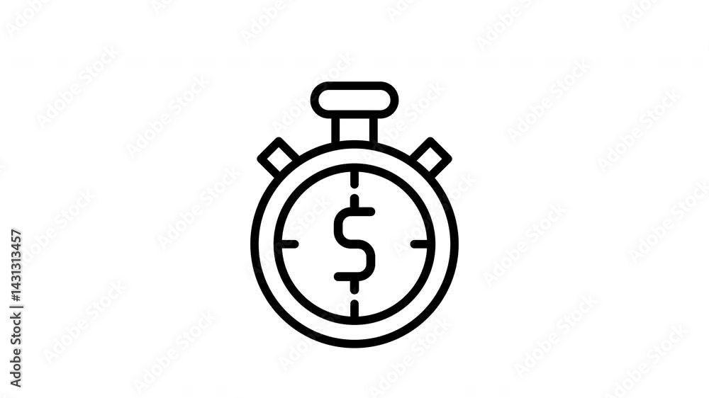 Time is money concept with stopwatch icon suitable for financial designs and business presentations in black and white theme. Time is money concept with stopwatch icon suitable for financial designs and business presentations in black and white theme.